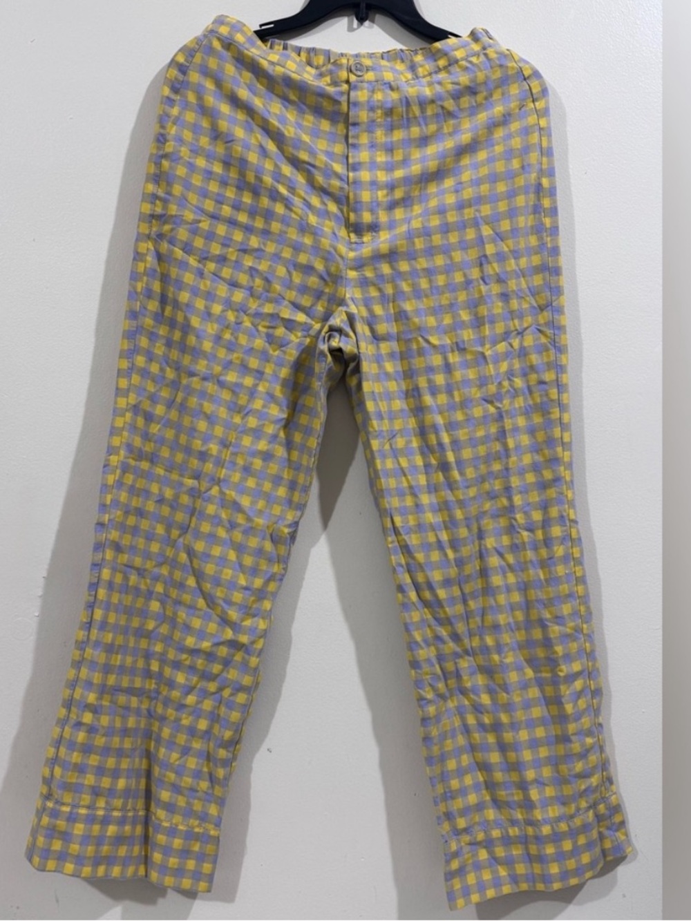 Fin me now Casual Women's Yellow and Light Purple Gingham Pants